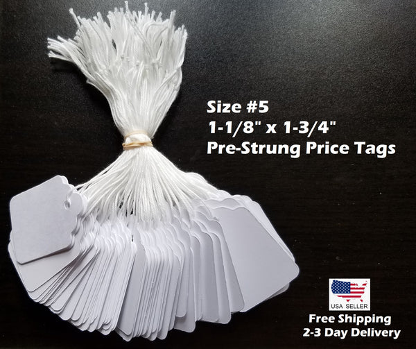 Blank White Price Tags, Strung