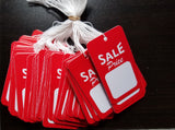 Sale Price Tags, Red/White - Strung or Unstrung